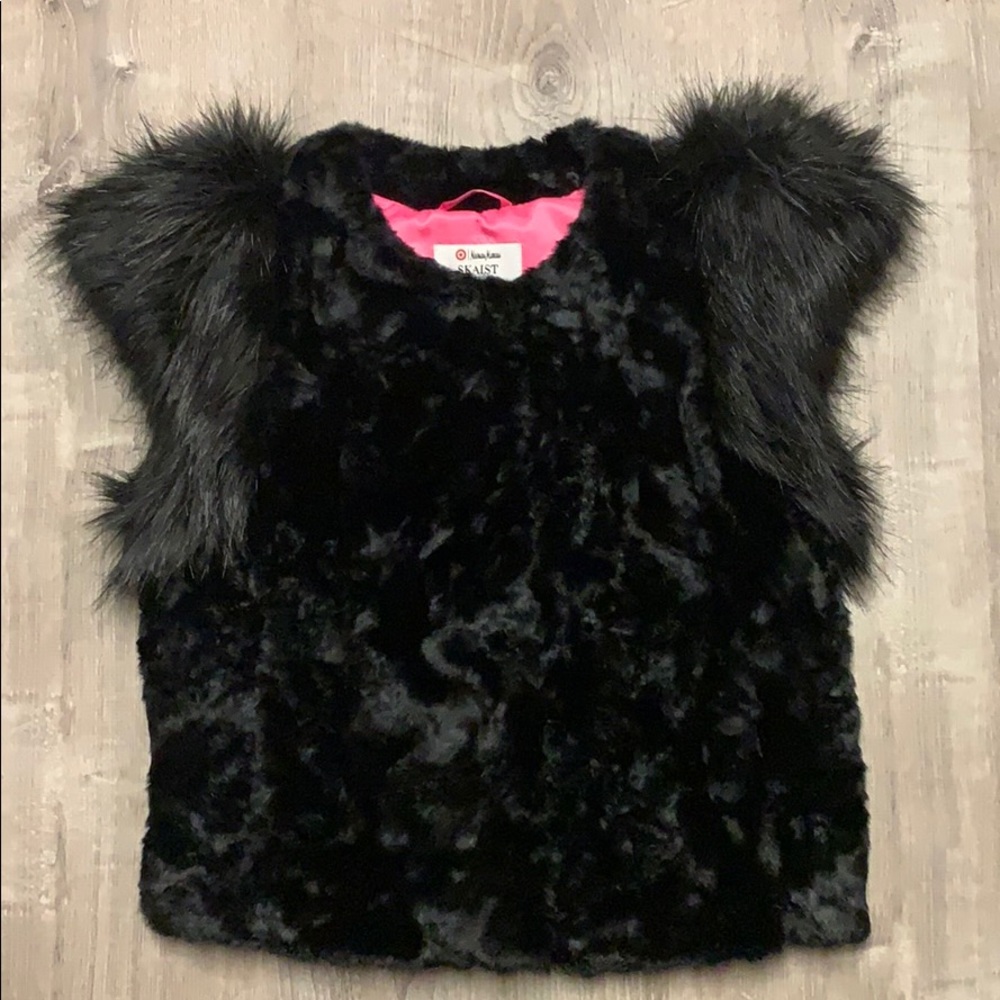 Skaist Taylor & Neiman Marcus Black Faux Fur Vest
